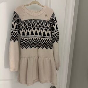 Cream and Black Knit Sweater Dress